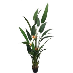 AMERIQUE Gorgeous 7' Tropical Bird of Paradise Tree with Flowers Artificial Silk Plant with UV Protection, with Nursery Plastic Pot, Feel Real Technology
