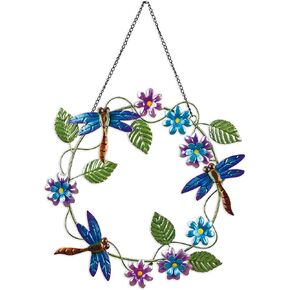 Sunset Vista Designs Outdoor Decoration Wreath for Patio or Front Door Wall Décor, 13.5" D, Dragonfly