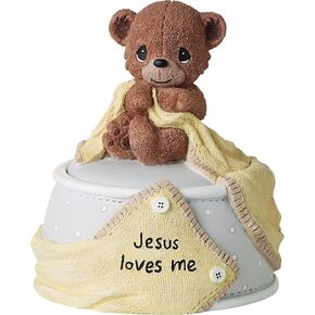 Precious Moments Teddy Bear Keepsake Box | Jesus Loves Me Resin Keepsake Box | Nursery Decor