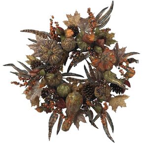 Nearly Natural 28in. Autumn Pumpkin Wreath