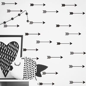 Set of 24 Arrow Pattern Wall Sticker Tribal Arrow Decals Vinyl Kids Nursery Bedroom Decoration Wallpaper YYU-9 (Black Each Size 2x11 inch)