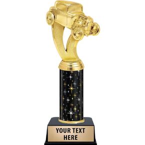 Crown Awards Hot Rod Trophy, 11" Black Midnight Hot Rod Trophy, Free Engraving Prime