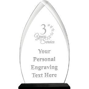 3 Years of Service Acrylic Award, 6.75" H Personalized Years of Service Award with Custom Engraving Prime