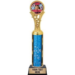 Arm Wrestling Trophies, 11" Blue Stars Arm Wrestling Trophy Award, Free Engraving Prime