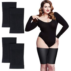 Geyoga 2 Pairs Thigh Wraps for Plus Size Women, Thigh Calf Compression Sleeve Upper Slimming Thigh Wraps for Flabby Thigh