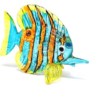 ZOOCRAFT Glass Fish Figurine Coastal Style Miniature Hand Blown Handicraft Sculpture
