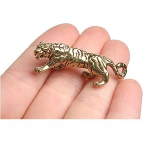 1Pc Gold Antique Copper Tiger King Figurines Home Decor Accessories Vintage Brass Animal Ornaments Desk Decorations Collectible Figurines