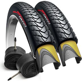 Fincci Pair 700x35c Tire 37-622 Foldable 60 TPI City Commuter Tires with Nylon Protection and Presta Valve Inner Tubes 48mm Cycle Road Mountain MTB Hybrid Touring Electric Bike Bicycle - Pack of 2