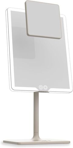 Orbit Mirror in Phantom Black | Vanity Mirror with Lights, Makeup Mirror, LED Lighted Desk Mirror with Light for Tabletop 7X 1X Magnification Dimmable and Rechargeable | Black in Saudi Arabia