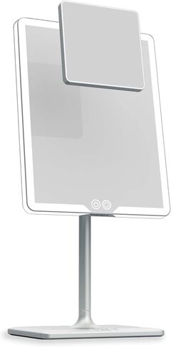 Orbit Mirror in Phantom Black | Vanity Mirror with Lights, Makeup Mirror, LED Lighted Desk Mirror with Light for Tabletop 7X 1X Magnification Dimmable and Rechargeable | Black in Saudi Arabia