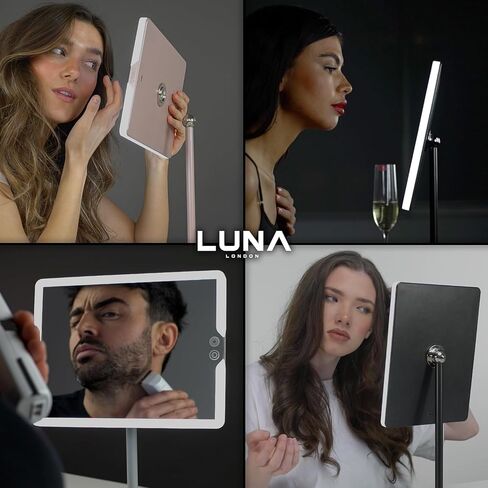 Orbit Mirror in Phantom Black | Vanity Mirror with Lights, Makeup Mirror, LED Lighted Desk Mirror with Light for Tabletop 7X 1X Magnification Dimmable and Rechargeable | Black in Saudi Arabia