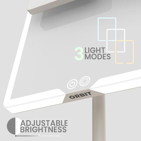 Orbit Mirror in Phantom Black | Vanity Mirror with Lights, Makeup Mirror, LED Lighted Desk Mirror with Light for Tabletop 7X 1X Magnification Dimmable and Rechargeable | Black in Saudi Arabia