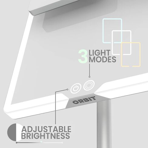 Orbit Mirror in Phantom Black | Vanity Mirror with Lights, Makeup Mirror, LED Lighted Desk Mirror with Light for Tabletop 7X 1X Magnification Dimmable and Rechargeable | Black in Saudi Arabia