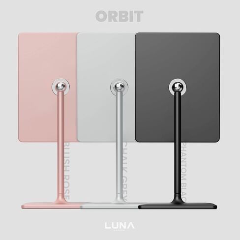 Orbit Mirror in Phantom Black | Vanity Mirror with Lights, Makeup Mirror, LED Lighted Desk Mirror with Light for Tabletop 7X 1X Magnification Dimmable and Rechargeable | Black in Saudi Arabia