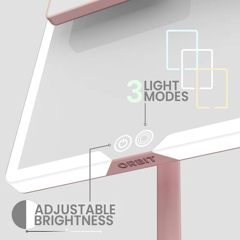 Orbit Mirror in Phantom Black | Vanity Mirror with Lights, Makeup Mirror, LED Lighted Desk Mirror with Light for Tabletop 7X 1X Magnification Dimmable and Rechargeable | Black in Saudi Arabia