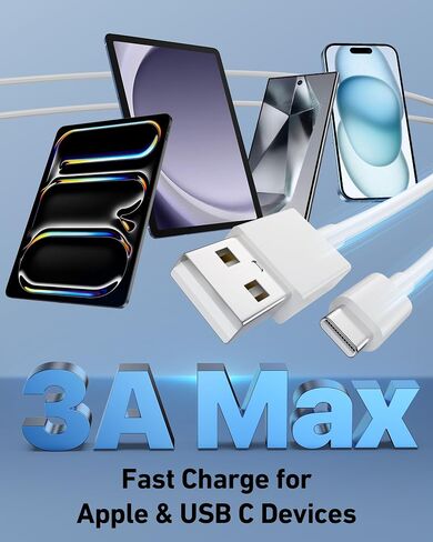 كابل Carplay للسيارة لهاتف iPhone 15/15 Plus/15 Pro Max، 2 حزمة USB A إلى USB C لسلك Carplay USB C، كابل iPad USB C iPad Pro 13/12.9/11 بوصة iPad Air 5/4 كابل شحن سلك شاحن سيارة صغير 3FT in Kuwait