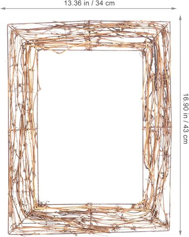 YARNOW Retro عيد الميلاد الروطان إكليل الحرف اليدوية DIY مربع إكليل العنب الجاف إكليل الروطان الجاف DIY أكاليل الحرف اليدوية لعيد الميلاد باب جدار ديكور التصوير الدعائم إطار الصورة in Kuwait