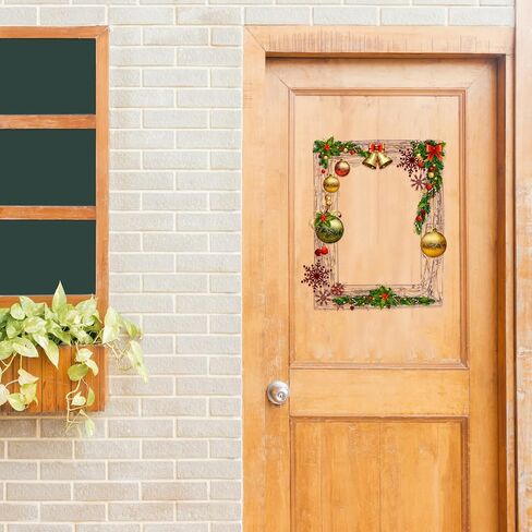 YARNOW Retro عيد الميلاد الروطان إكليل الحرف اليدوية DIY مربع إكليل العنب الجاف إكليل الروطان الجاف DIY أكاليل الحرف اليدوية لعيد الميلاد باب جدار ديكور التصوير الدعائم إطار الصورة in Kuwait