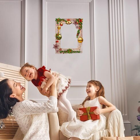 YARNOW Retro عيد الميلاد الروطان إكليل الحرف اليدوية DIY مربع إكليل العنب الجاف إكليل الروطان الجاف DIY أكاليل الحرف اليدوية لعيد الميلاد باب جدار ديكور التصوير الدعائم إطار الصورة in Kuwait