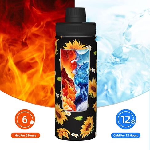 Cerburny Water Bottle Sunflower 18 oz Stainless Steel Insulated Bottles With Lid Wide Mouth Gym Sports Water Jug For Women Mom Mother in Saudi Arabia