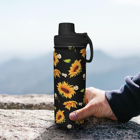 Cerburny Water Bottle Sunflower 18 oz Stainless Steel Insulated Bottles With Lid Wide Mouth Gym Sports Water Jug For Women Mom Mother in Saudi Arabia