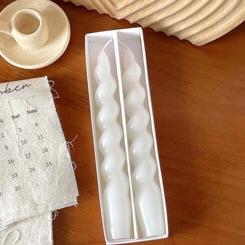 Spiral Taper Candle H7.8inch,Set of 2 Tapered Candles, Smokeless,Long Candle,Conical Stick Candles, Home Dinner, Party, Wedding, Halloween, Christmas (2, red, 2pc20cm) in Kuwait