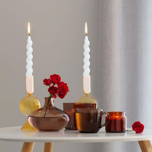 Spiral Taper Candle H7.8inch,Set of 2 Tapered Candles, Smokeless,Long Candle,Conical Stick Candles, Home Dinner, Party, Wedding, Halloween, Christmas (2, red, 2pc20cm) in Kuwait