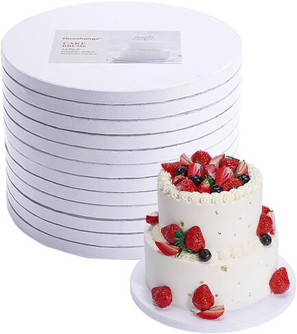 ألواح كيك دائرية مقاس 10 بوصة - بيضاء متينة بسمك 1/2 بوصة - 12 قطعة من دوائر الكيك القوية المقاومة للدهون للكعك ذو الطبقات الثقيلة in Kuwait
