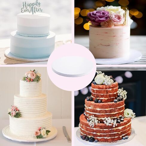 ألواح كيك دائرية مقاس 10 بوصة - بيضاء متينة بسمك 1/2 بوصة - 12 قطعة من دوائر الكيك القوية المقاومة للدهون للكعك ذو الطبقات الثقيلة in Kuwait