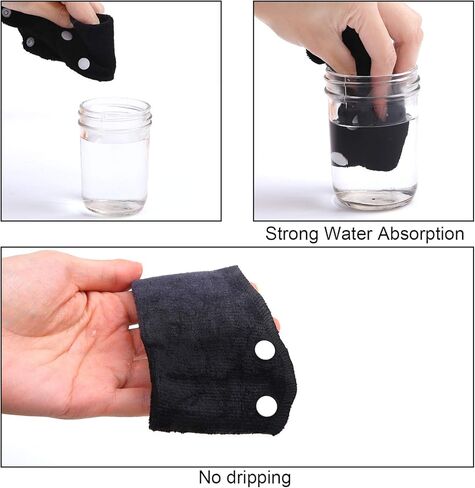 Ruisita 9 Pack Black Hard Hat Sweatband Cotton Terry Sweatband with Liner Snap Washable Hard Hat Accessories (9, Black) in Saudi Arabia