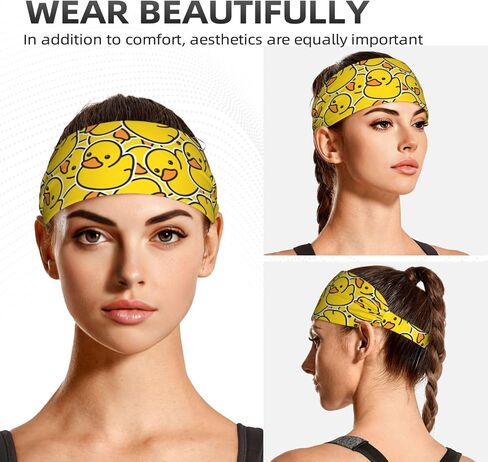 Workout Headbands for Women Men Rubber Duck Sport Sweatbands Elastic Headband Moisture for Wicking Exercise Fitness Running Tennis Yoga in Saudi Arabia