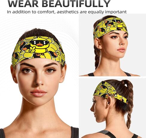 Workout Headbands for Women Men Rubber Duck Sport Sweatbands Elastic Headband Moisture for Wicking Exercise Fitness Running Tennis Yoga in Saudi Arabia