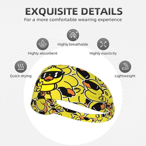 Workout Headbands for Women Men Rubber Duck Sport Sweatbands Elastic Headband Moisture for Wicking Exercise Fitness Running Tennis Yoga in Saudi Arabia