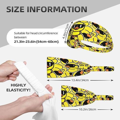 Workout Headbands for Women Men Rubber Duck Sport Sweatbands Elastic Headband Moisture for Wicking Exercise Fitness Running Tennis Yoga in Saudi Arabia