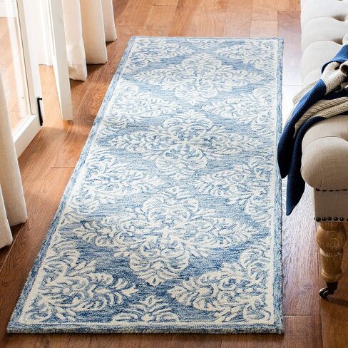 SAFAVIEH Micro-Loop Collection Runner Rug - 2'3" x 7', Silver & Ivory, Handmade Trellis Wool, Ideal for High Traffic Areas in Living Room, Bedroom (MLP515G) in Saudi Arabia