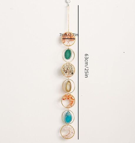 Decorative Wall Hanging Ornament Natural Crystal Gemstones Life of Trees and Agate Slices Ornament for Home Decor, Raw Stones Wall Hanging Arts in Saudi Arabia