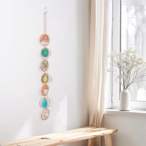 Decorative Wall Hanging Ornament Natural Crystal Gemstones Life of Trees and Agate Slices Ornament for Home Decor, Raw Stones Wall Hanging Arts in Saudi Arabia