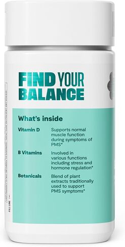 Habit PMS Support Supplement for Women (60 Capsules) - Supports Premenstrual Symptoms & Stress, Hormone Balance, Mood, B Vitamins, Vitamin D, Chasteberry, Ashwagandha, Gluten-Free, Non-GMO (1 Pack) in Kuwait