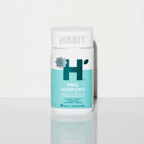 Habit PMS Support Supplement for Women (60 Capsules) - Supports Premenstrual Symptoms & Stress, Hormone Balance, Mood, B Vitamins, Vitamin D, Chasteberry, Ashwagandha, Gluten-Free, Non-GMO (1 Pack) in Kuwait