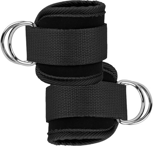 2 Pcs Black Cable Machines Ankle Strap Adjustable Weight Wrist Belt Double D-Ring Machine Ankle Cuff for Women Men Home Fitness in Saudi Arabia