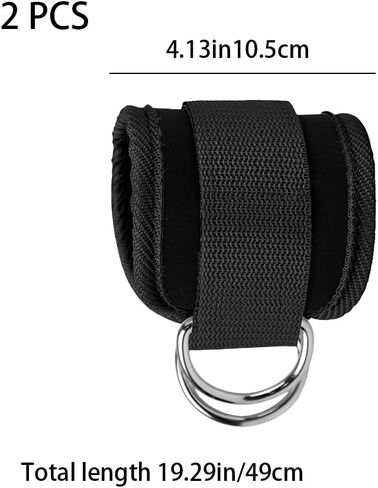 2 Pcs Black Cable Machines Ankle Strap Adjustable Weight Wrist Belt Double D-Ring Machine Ankle Cuff for Women Men Home Fitness in Saudi Arabia