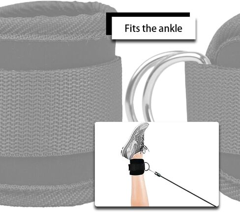 2 Pcs Black Cable Machines Ankle Strap Adjustable Weight Wrist Belt Double D-Ring Machine Ankle Cuff for Women Men Home Fitness in Saudi Arabia