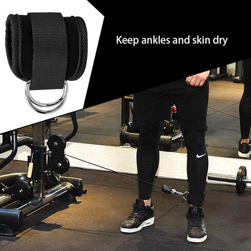 2 Pcs Black Cable Machines Ankle Strap Adjustable Weight Wrist Belt Double D-Ring Machine Ankle Cuff for Women Men Home Fitness in Saudi Arabia