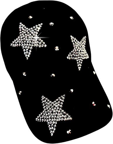 Popfizzy Rhinestone Baseball Cap for Women and Girls, Fun Bedazzled Hats, Cute Bling Denim and Diamond Hat, Sparkly Gifts in Saudi Arabia