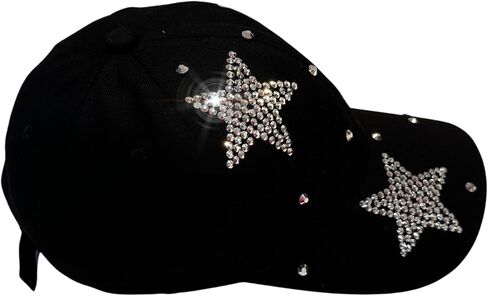 Popfizzy Rhinestone Baseball Cap for Women and Girls, Fun Bedazzled Hats, Cute Bling Denim and Diamond Hat, Sparkly Gifts in Saudi Arabia