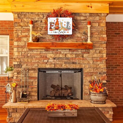 WaaHome Fall Gnomes Decorations for Home, Farmhouse Fall in Love Sign Wreath for Front Door Decor, Fall Autumn Welcome Decor Sign Hanger for Home Wall Door Porch Thanksgiving Decorations in Saudi Arabia