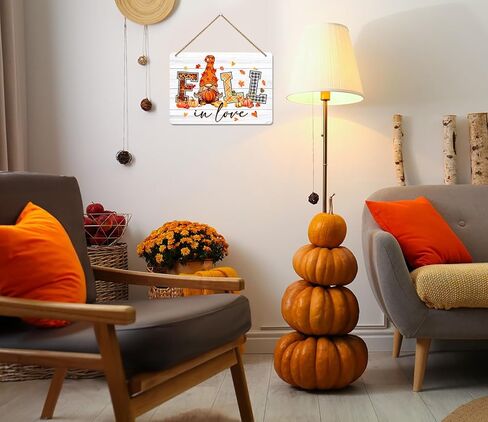 WaaHome Fall Gnomes Decorations for Home, Farmhouse Fall in Love Sign Wreath for Front Door Decor, Fall Autumn Welcome Decor Sign Hanger for Home Wall Door Porch Thanksgiving Decorations in Saudi Arabia