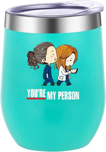 Greys Anatomy 12oz Tumbler Cups with Lid -You are My Person Double Wall Stainless Steel Insulated Coffee Mug-Stemless Insulated Wine Glasses-Novelty Christmas Gift for Women Bestie in Saudi Arabia