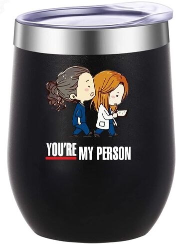 Greys Anatomy 12oz Tumbler Cups with Lid -You are My Person Double Wall Stainless Steel Insulated Coffee Mug-Stemless Insulated Wine Glasses-Novelty Christmas Gift for Women Bestie in Saudi Arabia
