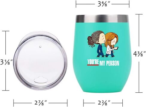 Greys Anatomy 12oz Tumbler Cups with Lid -You are My Person Double Wall Stainless Steel Insulated Coffee Mug-Stemless Insulated Wine Glasses-Novelty Christmas Gift for Women Bestie in Saudi Arabia